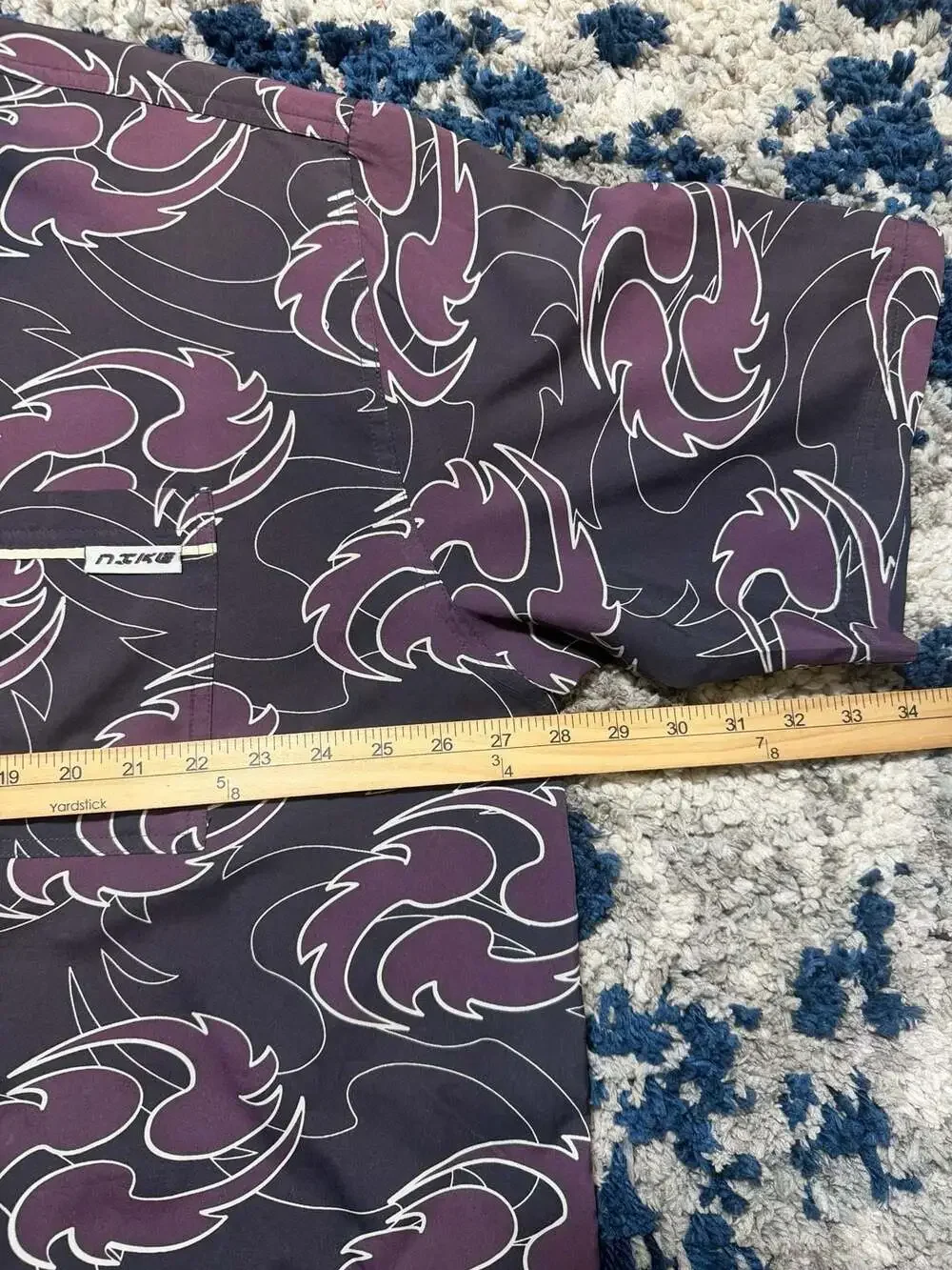 Nike Patterned Short Sleeve Shirt Jacket - Purple Floral Print,Made in Sri Lanka